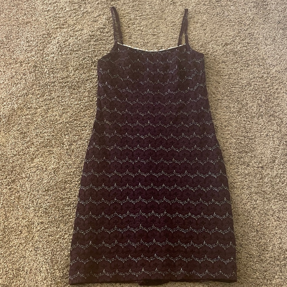 Chic Burgundy and Silver Lace Dress- Large
